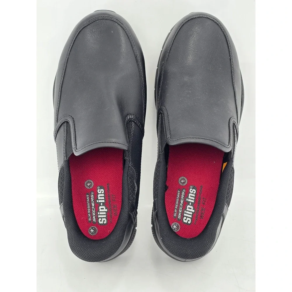 Skechers Slip-ins Work Shoes Mens 13 Black Leather EH SRO - Excellent